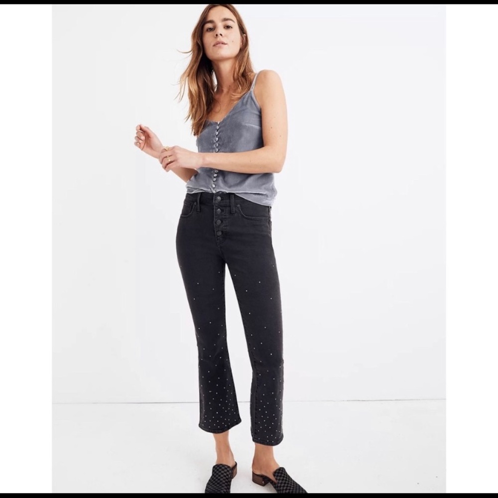 Madewell Black Wash Cali-Demi Sparkle Boot Jeans Sz 28